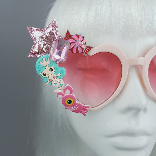 Customised Pink Heart Sunglasses