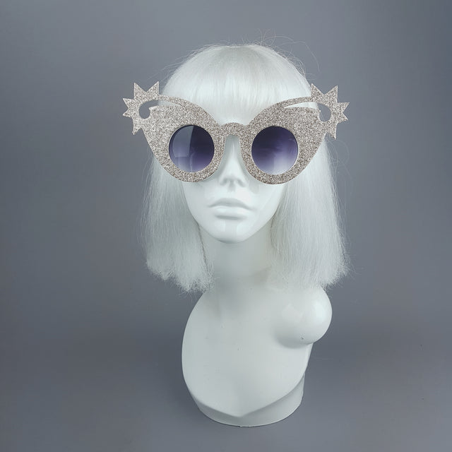 "Hollywood" Gold Glitter Stars Sunglasses