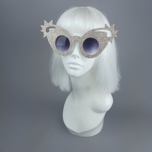 "Hollywood" Gold Glitter Stars Sunglasses