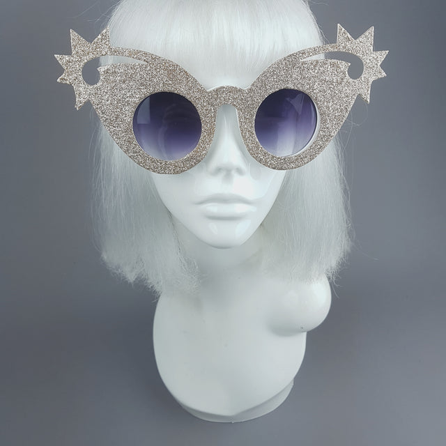 "Hollywood" Gold Glitter Stars Sunglasses