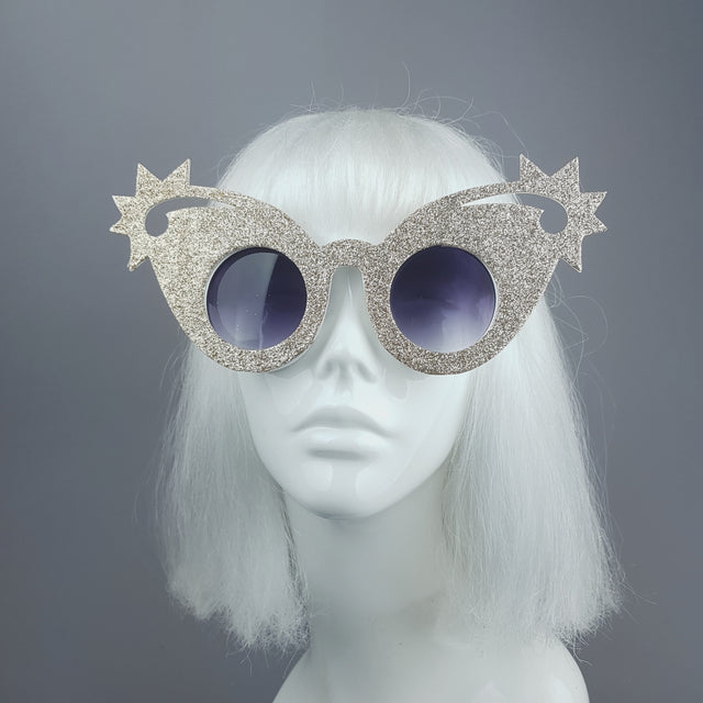 "Hollywood" Gold Glitter Stars Sunglasses