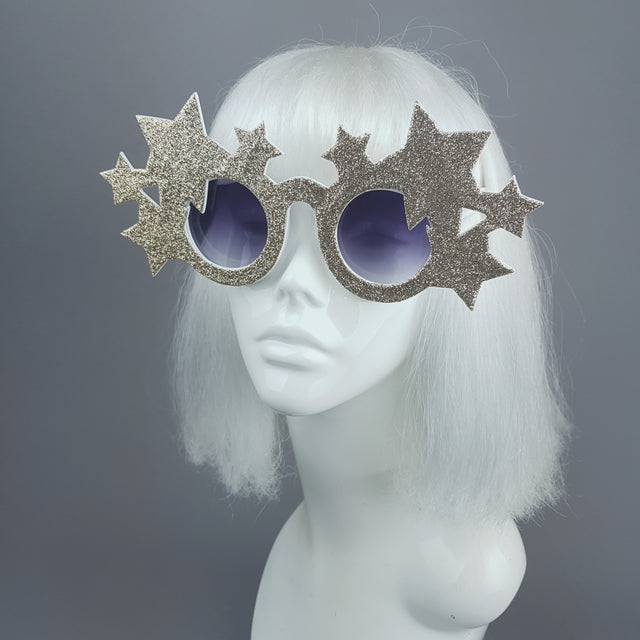 "Bright Star" Gold Glitter Stars Sunglasses
