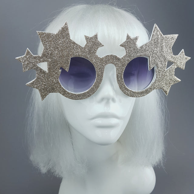 "Bright Star" Gold Glitter Stars Sunglasses