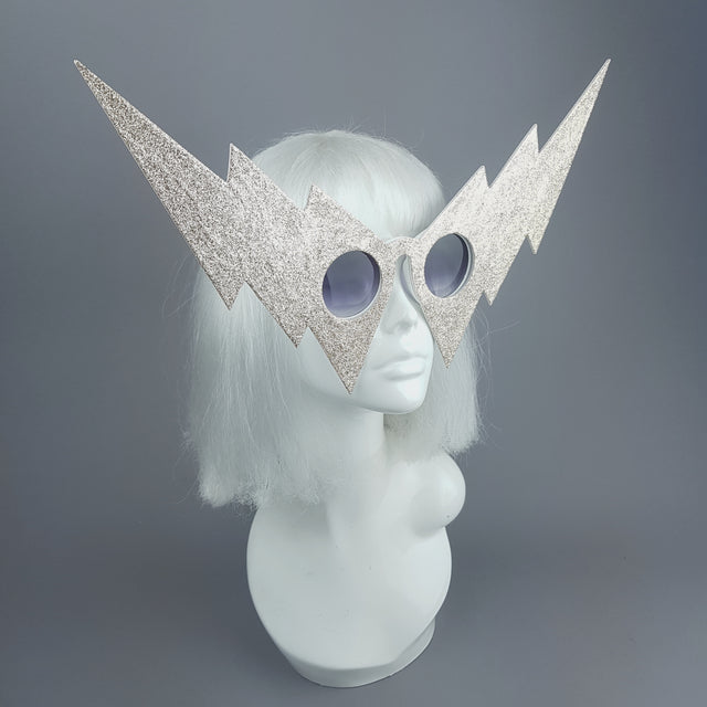 "Super" Gold Glitter Lightening Bolt Sunglasses