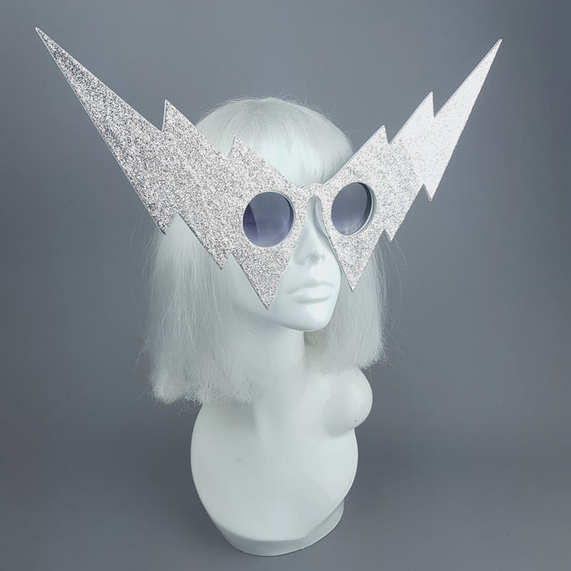 "Super" Gold Glitter Lightening Bolt Sunglasses