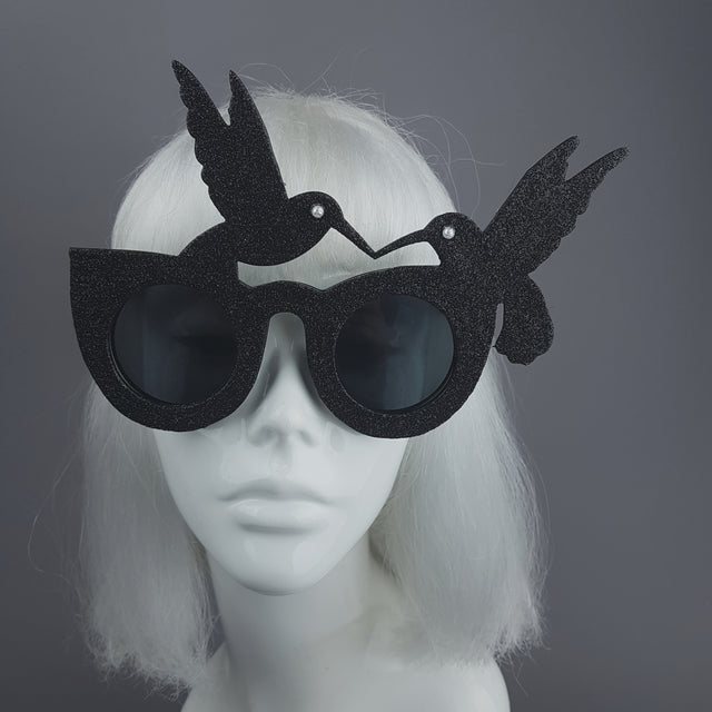 "Silueta" Black Glitter Hummingbird Sunglasses
