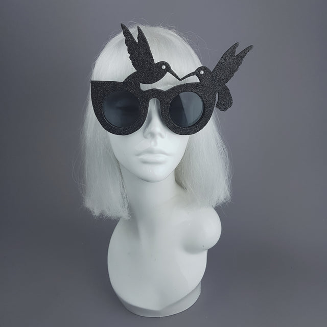 "Silueta" Black Glitter Hummingbird Sunglasses