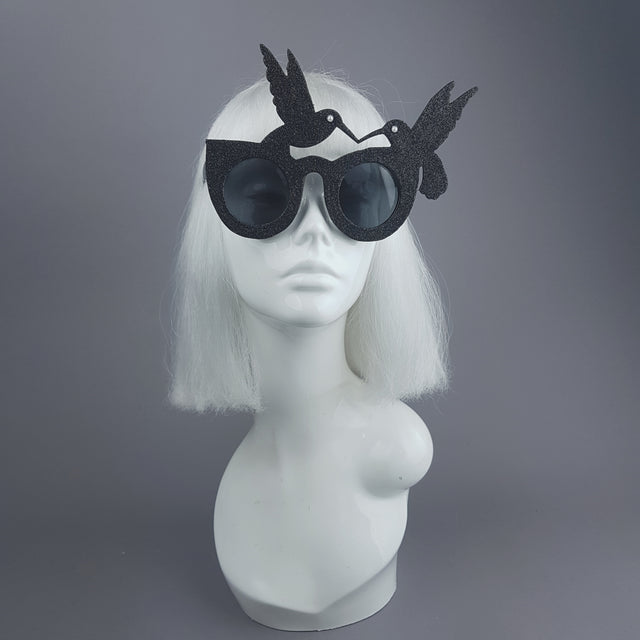 "Silueta" Black Glitter Hummingbird Sunglasses