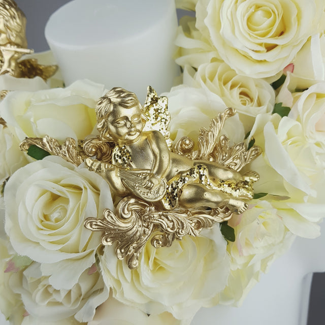 "Worship" OTT Gold Cherub & Ivory Rose Moulded Shoulder/Neckpiece