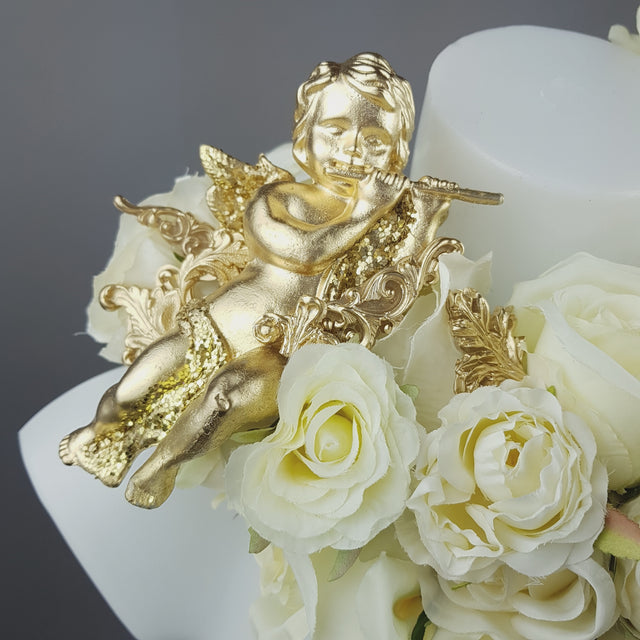 "Worship" OTT Gold Cherub & Ivory Rose Moulded Shoulder/Neckpiece