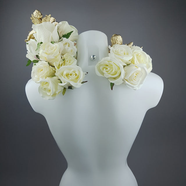 "Worship" OTT Gold Cherub & Ivory Rose Moulded Shoulder/Neckpiece