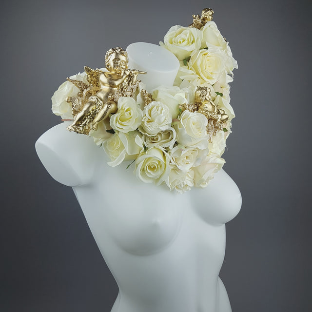 "Worship" OTT Gold Cherub & Ivory Rose Moulded Shoulder/Neckpiece