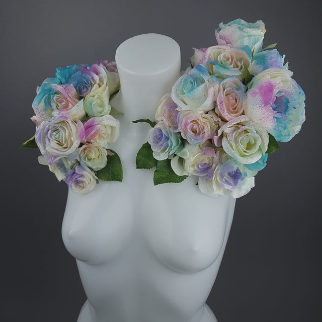 "Fée" OTT Pastel Rainbow Rose Moulded Shoulder/Neckpiece