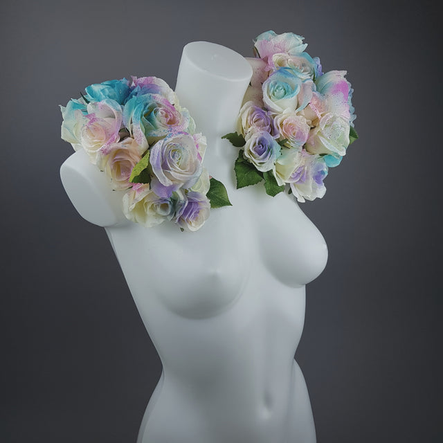 "Fée" OTT Pastel Rainbow Rose Moulded Shoulder/Neckpiece