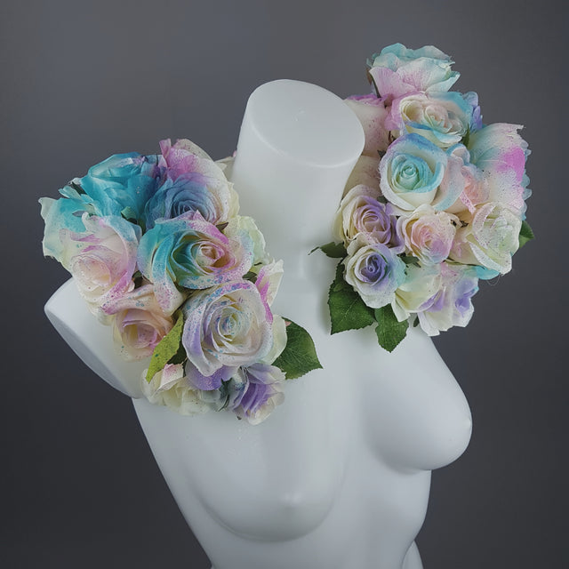 "Fée" OTT Pastel Rainbow Rose Moulded Shoulder/Neckpiece