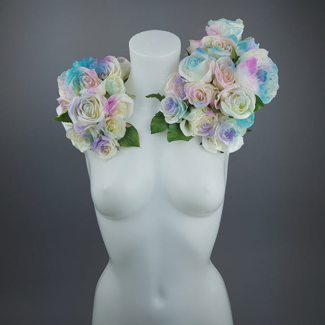 "Fée" OTT Pastel Rainbow Rose Moulded Shoulder/Neckpiece