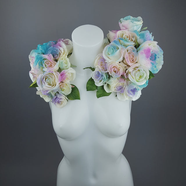 "Fée" OTT Pastel Rainbow Rose Moulded Shoulder/Neckpiece