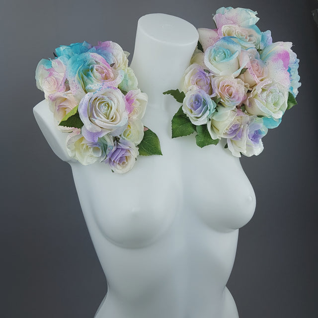 "Fée" OTT Pastel Rainbow Rose Moulded Shoulder/Neckpiece