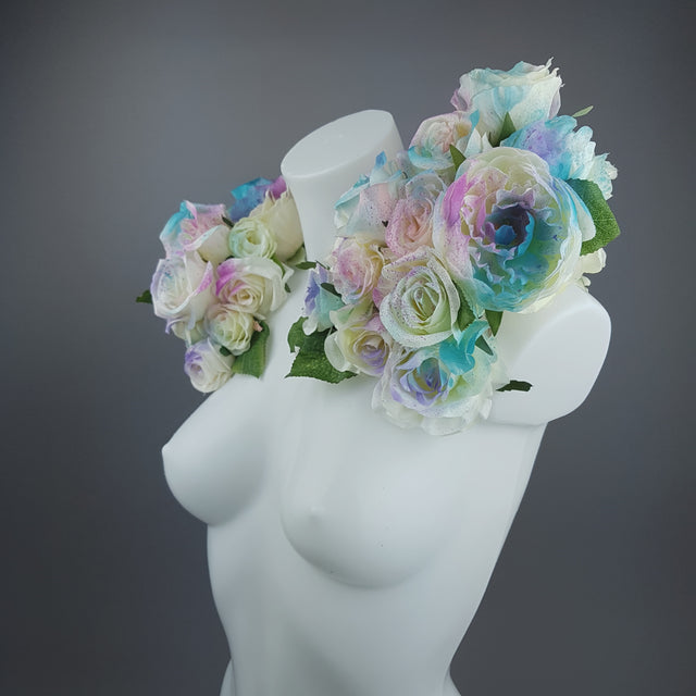 "Fée" OTT Pastel Rainbow Rose Moulded Shoulder/Neckpiece