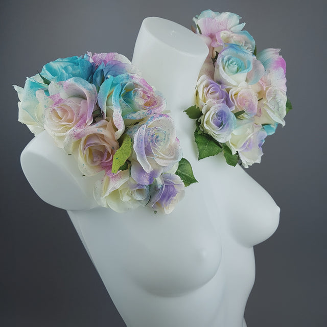 "Fée" OTT Pastel Rainbow Rose Moulded Shoulder/Neckpiece