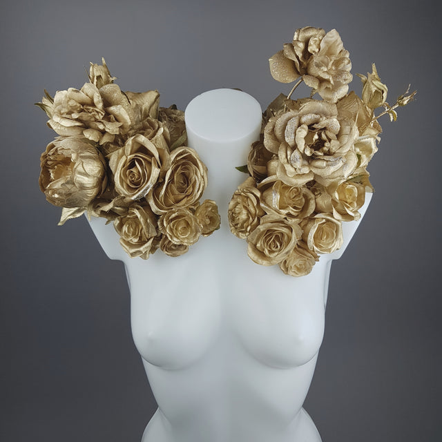 "Midas" OTT Gold Glitter Rose Moulded Shoulder/Neckpiece
