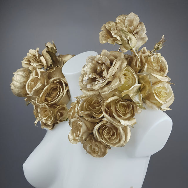 "Midas" OTT Gold Glitter Rose Moulded Shoulder/Neckpiece