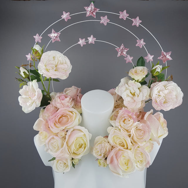 "Aureola" Pastel Pink Rose Halo Moulded Shoulder/Neckpiece