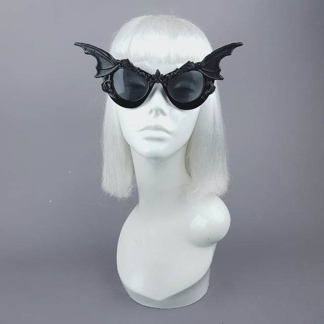 "Vamp" Bat Wing Filigree Catseye Sunglasses