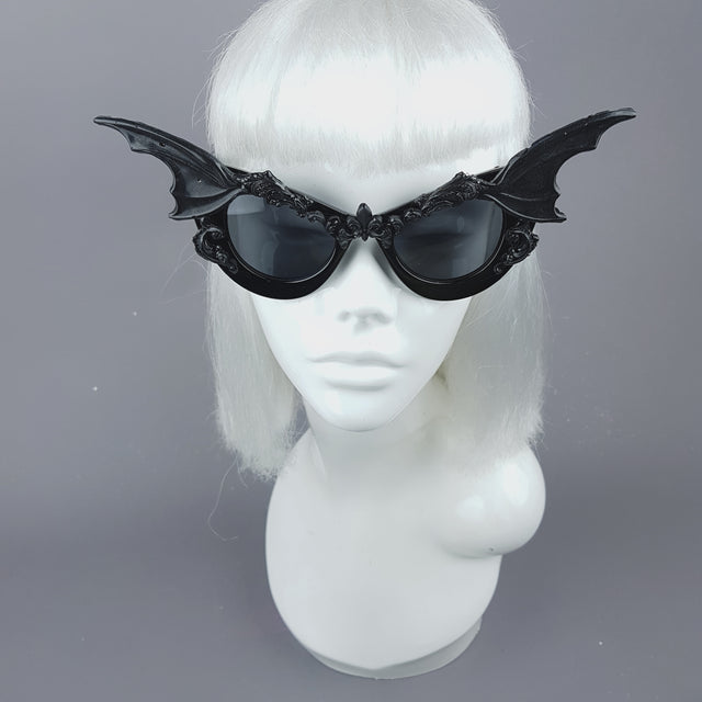 "Vamp" Bat Wing Filigree Catseye Sunglasses