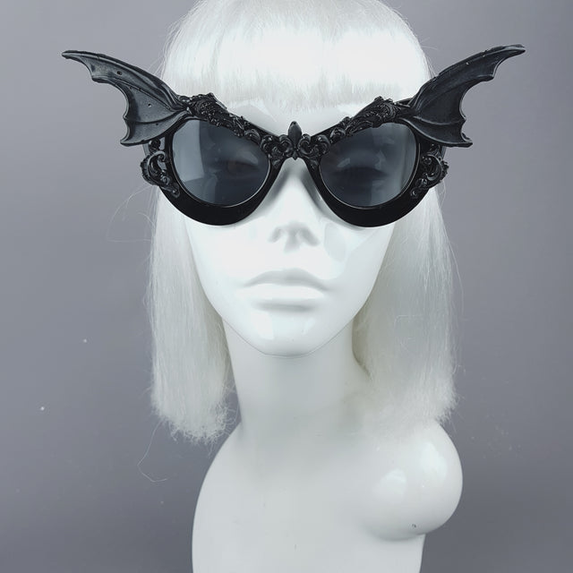"Vamp" Bat Wing Filigree Catseye Sunglasses