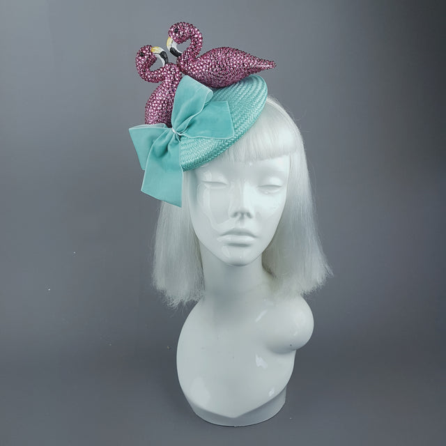 "Fou D'amour" Pink Crystal Flamingo Fascinator Hat