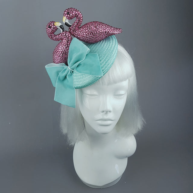 "Fou D'amour" Pink Crystal Flamingo Fascinator Hat