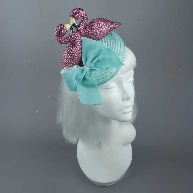 "Fou D'amour" Pink Crystal Flamingo Fascinator Hat