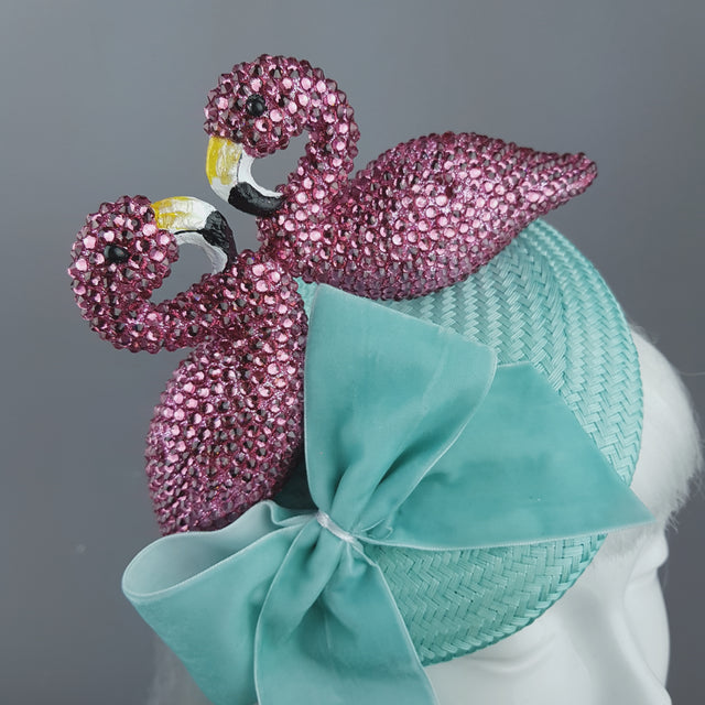 "Fou D'amour" Pink Crystal Flamingo Fascinator Hat