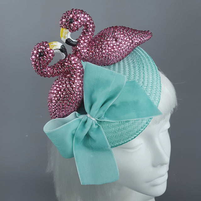 "Fou D'amour" Pink Crystal Flamingo Fascinator Hat