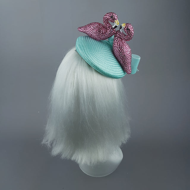 "Fou D'amour" Pink Crystal Flamingo Fascinator Hat