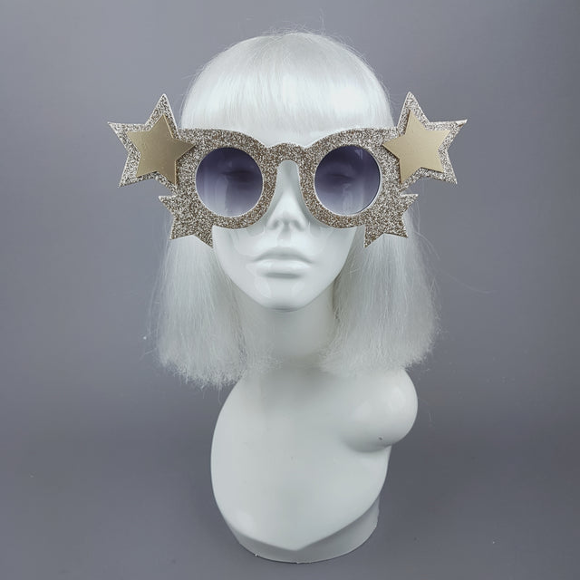 "Goldie" Gold Glitter Stars Sunglasses