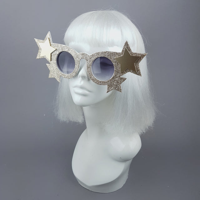 "Goldie" Gold Glitter Stars Sunglasses