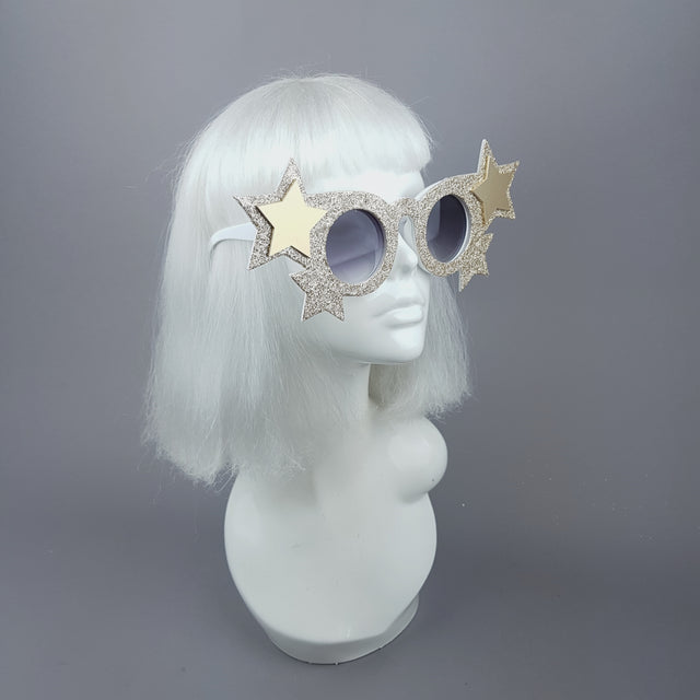 "Goldie" Gold Glitter Stars Sunglasses