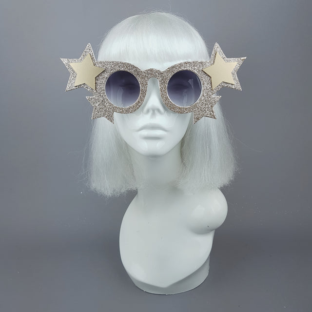"Goldie" Gold Glitter Stars Sunglasses