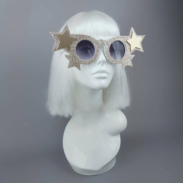 "Goldie" Gold Glitter Stars Sunglasses