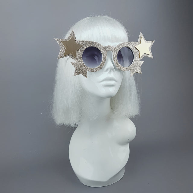 "Goldie" Gold Glitter Stars Sunglasses