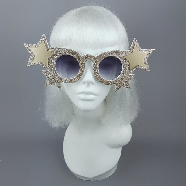 "Goldie" Gold Glitter Stars Sunglasses