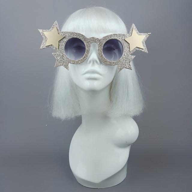 "Goldie" Gold Glitter Stars Sunglasses