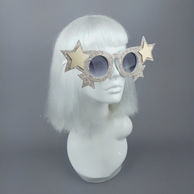 "Goldie" Gold Glitter Stars Sunglasses