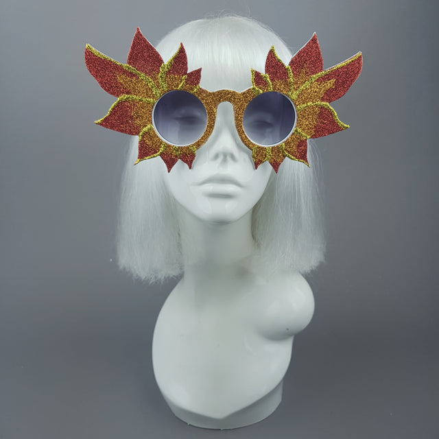 "Hot As Hell" Large Glitter Fire Flame Sunglasses