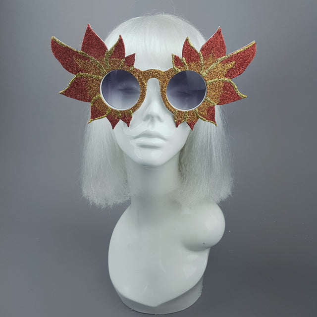 "Hot As Hell" Large Glitter Fire Flame Sunglasses