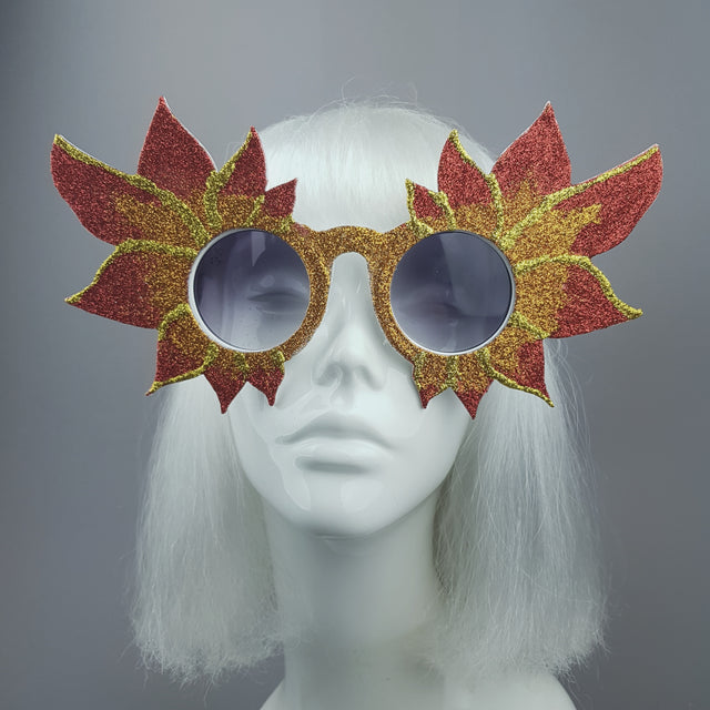 "Hot As Hell" Large Glitter Fire Flame Sunglasses