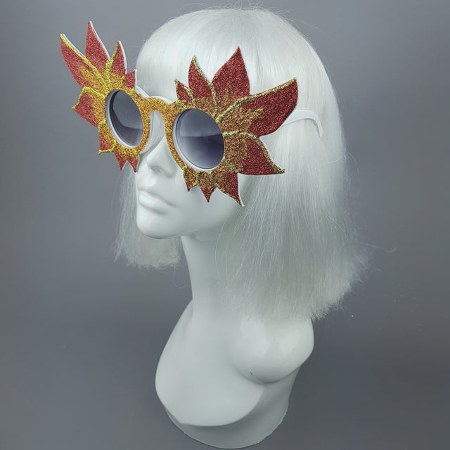 "Hot As Hell" Large Glitter Fire Flame Sunglasses