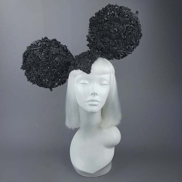 "Souris Noire" Black Filigree Baroque Gothic Ears